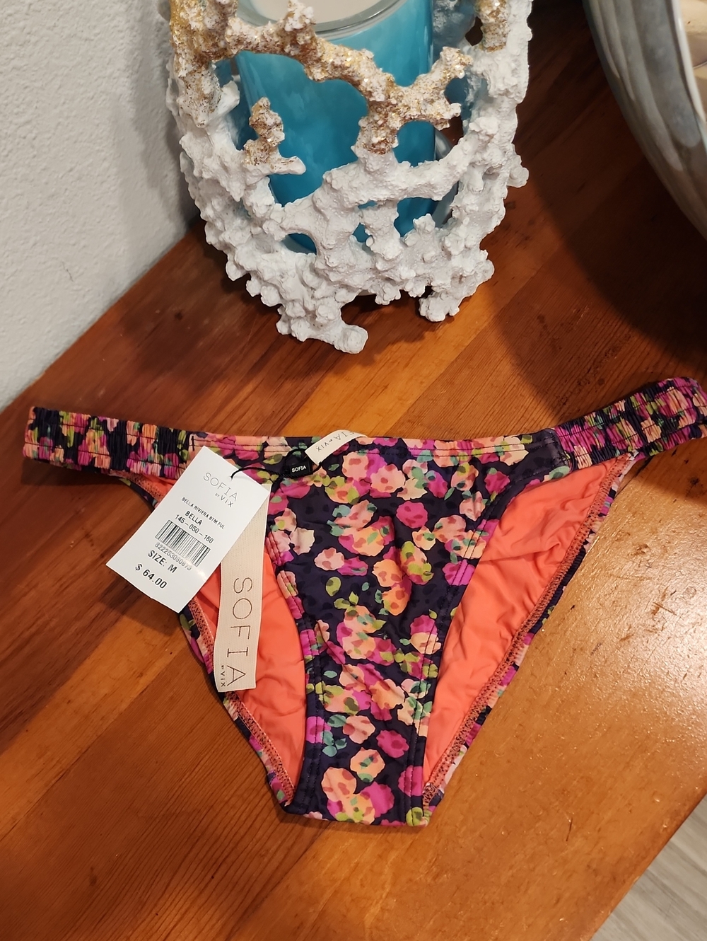 NWT SOFIA by ViX Coral Lined Floral Bikini Bottoms